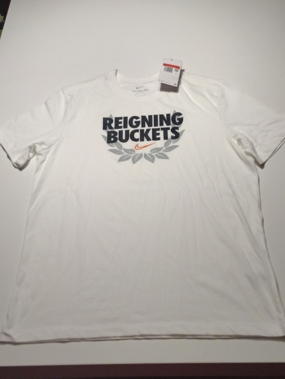 Nike White "Reigning Buckets" Short Sleeve Tee